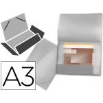 Liderpapel SS20 - Carpeta de plástico con gomas, con tres solapas, lomo flexible, tamaño A3, translúcida