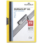 Durable Duraclip - Dossier con pinza lateral, A4, capacidad para 60 hojas, color amarillo
