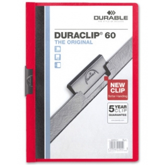 Durable Duraclip - Dossier con pinza lateral, A4, capacidad para 60 hojas, color rojo