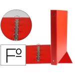 Liderpapel CA80 - Carpeta de anillas, 4 anillas redondas de 25 mm, plástico, tamaño folio, color rojo