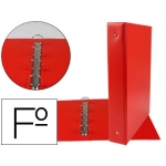 Liderpapel CH22 - Carpeta de anillas, 4 anillas redondas de 40 mm, plástico, tamaño folio, color rojo