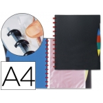 Liderpapel WA06 - Carpeta con fundas extraíbles, con 4 separadores, tapa flexible, A4, 20 fundas, color negro