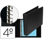 Multifin 4012368 - Carpeta de anillas, 8 anillas múltiples de 25 mm, plástico, tamaño cuarto apaisado, color negro