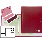 Liderpapel CS03 - Carpeta clasificadora con gomas, una solapa, tamaño folio+, 12 departamentos, color rojo