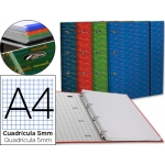 Liderpapel BZ01 - Carpeta de anillas con recambio, 4 anillas redondas de 20 mm, cartón forrado, tamaño A4, colores surtidos