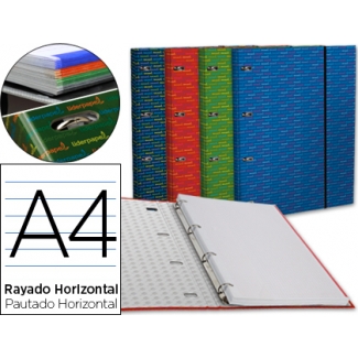 Liderpapel BZ02 - Carpeta de anillas con recambio, 4 anillas redondas de 20 mm, cartón forrado, tamaño A4, colores surtidos