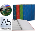 Liderpapel BZ03 - Carpeta de anillas con recambio, 4 anillas redondas de 20 mm, cartón forrado, tamaño A5, colores surtidos