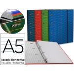 Liderpapel BZ04 - Carpeta de anillas con recambio, 4 anillas redondas de 20 mm, cartón forrado, tamaño A5, colores surtidos