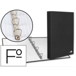 Liderpapel CA20 - Carpeta de anillas, 4 anillas mixtas de 25 mm, cartón forrado, tamaño folio, color negro