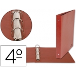 Liderpapel CA06 - Carpeta cartón cuero, 4 anillas redondas de 25 mm, tamaño cuarto