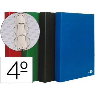 Liderpapel CA45 - Carpeta de anillas, 4 anillas redondas de 25 mm, cartón forrado, tamaño cuarto, colores surtidos