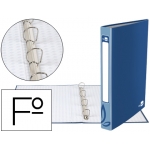 Liderpapel CA55 - Carpeta de anillas, 4 anillas redondas de 25 mm, cartón forrado, tamaño folio, color azul