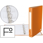 Liderpapel CA52 - Carpeta de anillas, 4 anillas redondas de 25 mm, cartón forrado, tamaño folio, color naranja