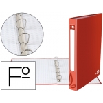 Liderpapel CA53 - Carpeta de anillas, 4 anillas redondas de 25 mm, cartón forrado, tamaño folio, color rojo