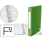Liderpapel CA46 - Carpeta de anillas, 4 anillas redondas de 25 mm, cartón forrado, tamaño folio, color verde