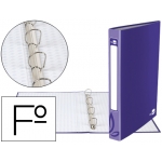 Liderpapel CA54 - Carpeta de anillas, 4 anillas redondas de 25 mm, cartón forrado, tamaño folio, color violeta