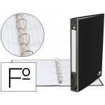Liderpapel CA51 - Carpeta de anillas, 4 anillas redondas de 25 mm, cartón forrado, tamaño folio, color negro