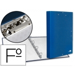 Liderpapel CA08 - Carpeta de anillas, 4 anillas redondas de 25 mm, cartón forrado, con solapa, miniclip, cierre con gomas, tamaño folio, color azul