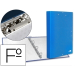 Liderpapel CA12 - Carpeta de anillas, 4 anillas redondas de 25 mm, cartón forrado, con solapa, miniclip, cierre con gomas, tamaño folio, color azul frosty