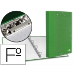 Liderpapel CA14 - Carpeta de anillas, 4 anillas redondas de 25 mm, cartón forrado, con solapa, miniclip, cierre con gomas, tamaño folio, color verde frosty