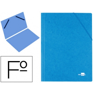 Carpeta liderpapel gomas cartón simil-prespan sencilla tamaño folio color azul