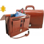 Csp - Cartera portadocumentos, piel, con asa, color marrón