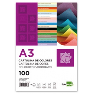 Liderpapel CD04 - Paquete de 100 cartulinas, A3, 180 gr/m2, color crema