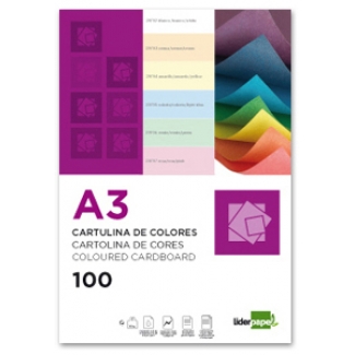 Liderpapel CD07 - Paquete de 100 cartulinas, A3, 180 gr/m2, color negro