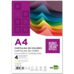 Liderpapel CT03 - Paquete de 100 cartulinas, A4, 180 gr/m2, 4 colores surtidos