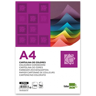 Liderpapel CT02 - Paquete de 100 cartulinas, A4, 180 gr/m2, color crema
