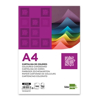 Liderpapel CT17 - Paquete de 100 cartulinas, A4, 180 gr/m2, color verde