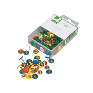 Q-Connect KF02020 - Chinchetas, colores surtidos, caja de 120