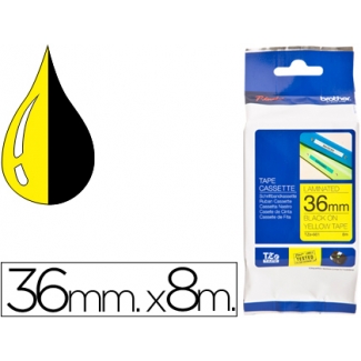 Brother TZE-661 - Cinta para rotuladora, laminada, 36 mm x 8 mt, impresión negra sobre fondo amarillo