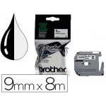 Cinta Brother blanco-negro 9 mm longitud 8 mt