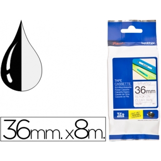 Brother TZE-161 - Cinta para rotuladora, laminada, 36 mm x 8 mt, impresión negra sobre fondo transparente