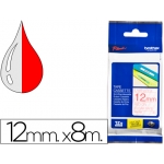 Brother TZE-132 - Cinta para rotuladora, laminada, 12 mm x 8 mt, impresión roja sobre fondo transparente