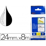 Brother TZE-S151 - Cinta para rotuladora, súper adhesivas, 24 mm x 8 mt, impresión negra sobre fondo transparente