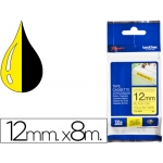Brother TZE-S631 - Cinta para rotuladora, súper adhesivas, 12 mm x 8 mt, impresión negra sobre fondo amarillo