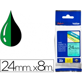 Brother TZE-751 - Cinta para rotuladora, laminada, 24 mm x 8 mt, impresión negra sobre fondo verde