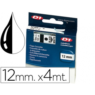 Dymo LetraTag S0721530 - Cinta para rotuladora, 12 mm x 4 mt, impresión negra sobre fondo transparente, plástico