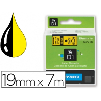 Dymo D1 S0720730 - Cinta para rotuladora, 9 mm x 7 mt, impresión negra sobre fondo amarillo, poliéster