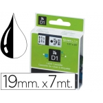 Dymo D1 S0720830 - Cinta para rotuladora, 19 mm x 7 mt, impresión negra sobre fondo blanco, poliéster