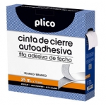 Plico 13318 - Rollo de velcro adhesivo, 20 mm x 25 mt, blanco