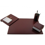 Csp - Escribanía de sobremesa, polipiel, 4 piezas, color marrón