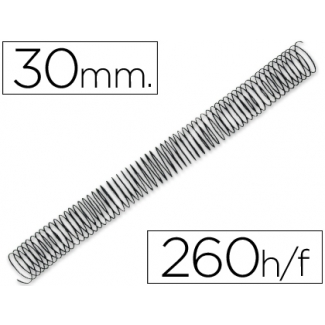 Q-Connect KF04685 - Espiral metálico, paso 4:1, diámetro de 30 mm, para 260 hojas, caja de 50