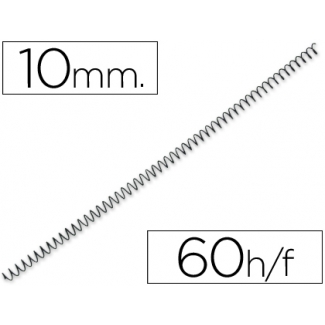Q-Connect KF04429 - Espiral metálico, paso 5:1, diámetro de 10 mm, para 60 hojas, caja de 200