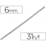 Espiral plástico color negro paso 4:1 6 mm capacidad 31 hojas caja de 100 unidades