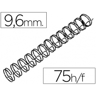 Gbc RG810610 - Espiral wire, paso 3:1 nº 6, grosor 9,6 mm, para 75 hojas, caja de 100 