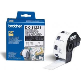 Brother DK-11221 - Etiqueta cuadrada, papel térmico, 23 x 23 mm, rollo de 1000 etiquetas