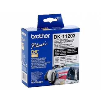 Brother DK-11203 - Etiqueta para carpetas, papel térmico, 17 x 87 mm, rollo de 300 etiquetas